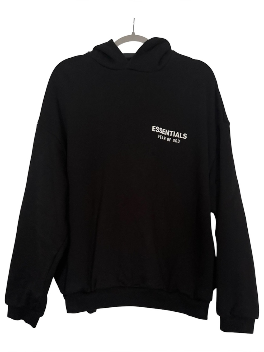 Fear of God Essentials Black Logo Hoodie Sweatshirt XS